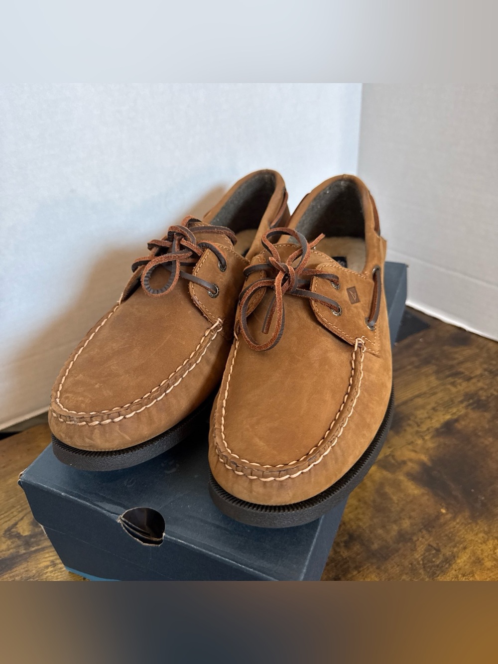 Sperry Top-Sider Men’s Authentic Original 2 Eye Boat Shoe Brown Faux Fur Wool